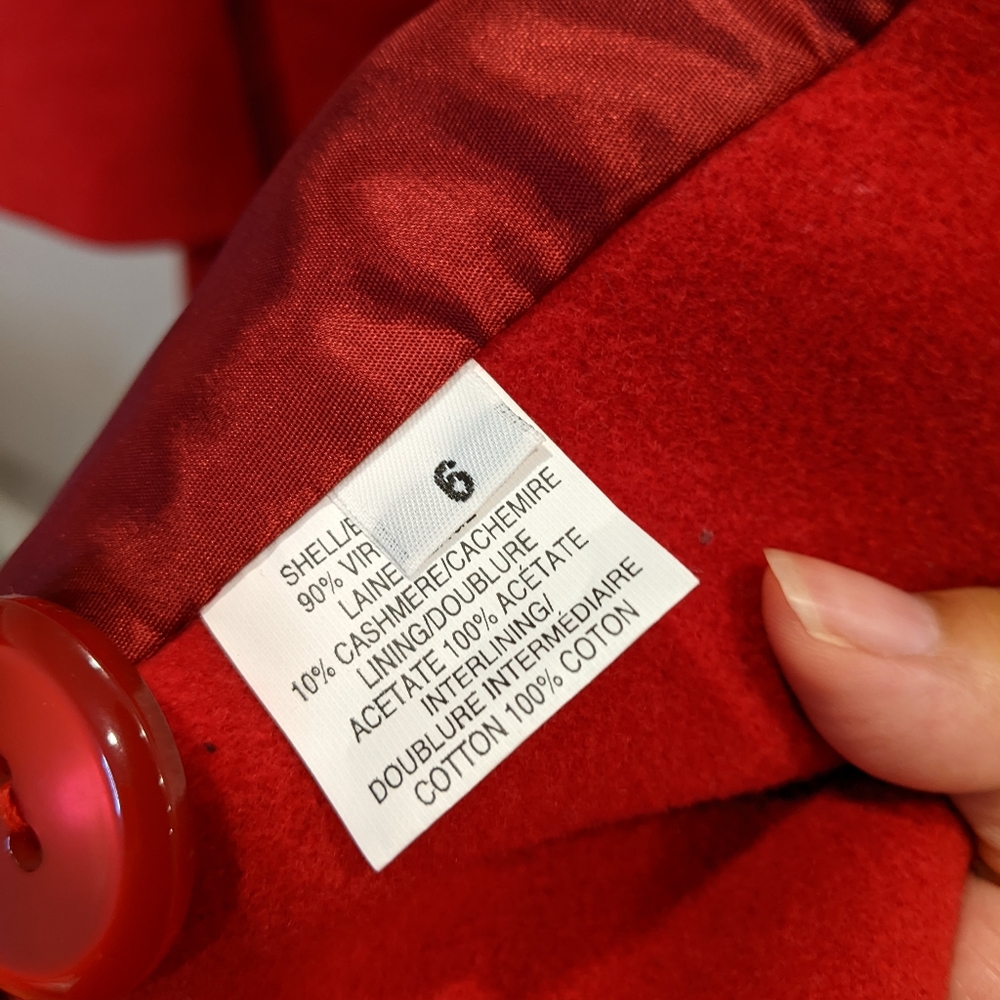 EUC Scarlet Red Wool Cashmere Winter Peacoat Mallia Melanie Lyne size 6 - Picture 10 of 14
